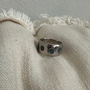 Heather B. Moore Vintage Sterling Silver & Blue Enamel Ring 6.5 Ultra Rare